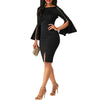 Women's Solid Colour Round Collar Bodycon Dress