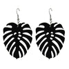 Black Color with Leaf Shape Acrylic Dangle Earring