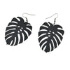 Black Color with Leaf Shape Acrylic Dangle Earring