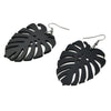 Black Color with Leaf Shape Acrylic Dangle Earring