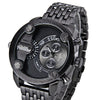 Oulm Fashion Waterproof Quartz Watch with Double Movt Analog Indicate Steel Watchband for Men