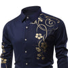 Men's   Autumn Long Sleeve Large Size Casual Print Shirt