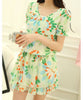 Sweet Scoop Neck Floral Print Short Sleeve Women's Chiffon Dress