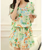 Sweet Scoop Neck Floral Print Short Sleeve Women's Chiffon Dress