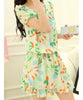 Sweet Scoop Neck Floral Print Short Sleeve Women's Chiffon Dress