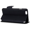 Leather Stripe Pattern Cover Case with Stand and View Window for iPhone 6 black