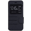 Leather Stripe Pattern Cover Case with Stand and View Window for iPhone 6 black
