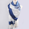 Charming Mixed Polka Dot Print Gradient Color Tassels Scarf For Women