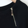 Stylish Slash Neck Long Sleeves Zippered Sweater Dress For Women