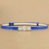 Elegant Rhinestoned Flower Metal Buckle PU Belt For Women