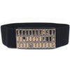 Chic Rhinestone Embellished Rectangle Buckle Elastic Belt For Women