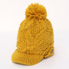 Chic Button Decorated Solid Color Knitted Visor For Women