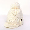 Chic Button Decorated Solid Color Knitted Visor For Women