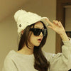 Chic Button Decorated Solid Color Knitted Visor For Women