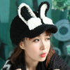 Cute Rabbit Ear Shape Decorated Knitted Baseball Cap For Women