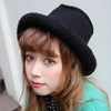 Chic Hemming Design Solid Color Knitted Bucket Hat For Women