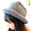 Chic Hemming Design Solid Color Knitted Bucket Hat For Women