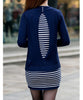 Casual Scoop Neck Striped Knitted Sundress + Long Sleeve Cardigan Women's Suits