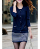 Casual Scoop Neck Striped Knitted Sundress + Long Sleeve Cardigan Women's Suits