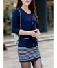 Casual Scoop Neck Striped Knitted Sundress + Long Sleeve Cardigan Women's Suits