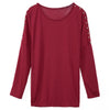 Punk Round Collar Rivet Cotton Blend Long Sleeves Women's T-shirt