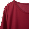 Punk Round Collar Rivet Cotton Blend Long Sleeves Women's T-shirt