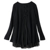 Casual Scoop Neck Bow Embellished Long Sleeve Loose-Fitting Ruffle Dress For Women
