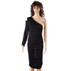 Sexy One Shoulder Cocktail Long Sleeve Black Dress
