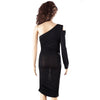 Sexy One Shoulder Cocktail Long Sleeve Black Dress