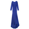 Round Collar Solid Color Backless Long Sleeve Women's Maxi Dress