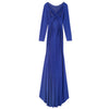 Round Collar Solid Color Backless Long Sleeve Women's Maxi Dress