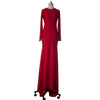 Round Collar Solid Color Backless Long Sleeve Women's Maxi Dress