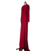 Round Collar Solid Color Backless Long Sleeve Women's Maxi Dress
