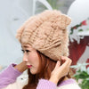 Sweet Ear Shape Solid Color Knitted Hat For Women