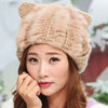 Sweet Ear Shape Solid Color Knitted Hat For Women