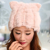 Sweet Ear Shape Solid Color Knitted Hat For Women