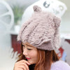 Sweet Ear Shape Solid Color Knitted Hat For Women