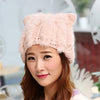 Sweet Ear Shape Solid Color Knitted Hat For Women