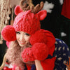 Cute Elk Ear Shape and Fuzzy Ball Embellished Hat For Women
