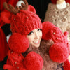 Cute Elk Ear Shape and Fuzzy Ball Embellished Hat For Women