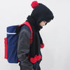Cute Fuzzy Ball Embellished Hat with Scarf For Women