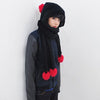 Cute Fuzzy Ball Embellished Hat with Scarf For Women