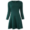 Elegant Jewel Neck 3/4 Sleeve Solid Color Dress For Women
