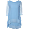 Loose-Fitting Half Sleeve Round Collar Mesh Splicing Women's Blouse