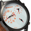 SHIWEIBAO 9399 Male 3 Movt Quartz Watch with Leather Band Round Dial
