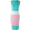 Fashionable Round Collar Color Block Packet Buttock Sleeveless Women's Dress