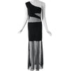 Sexy Style One-Shoulder Solid Color See-Through Women's Maxi Dress