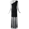 Sexy Style One-Shoulder Solid Color See-Through Women's Maxi Dress