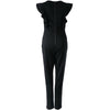 Stylish Round Neck Flounce Solid Color Jumpsuit For Women