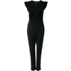 Stylish Round Neck Flounce Solid Color Jumpsuit For Women